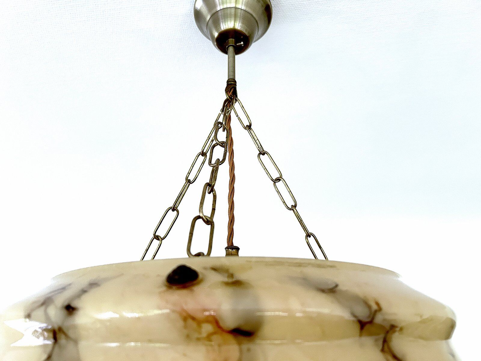 Art Deco pendant light in amber marble glass