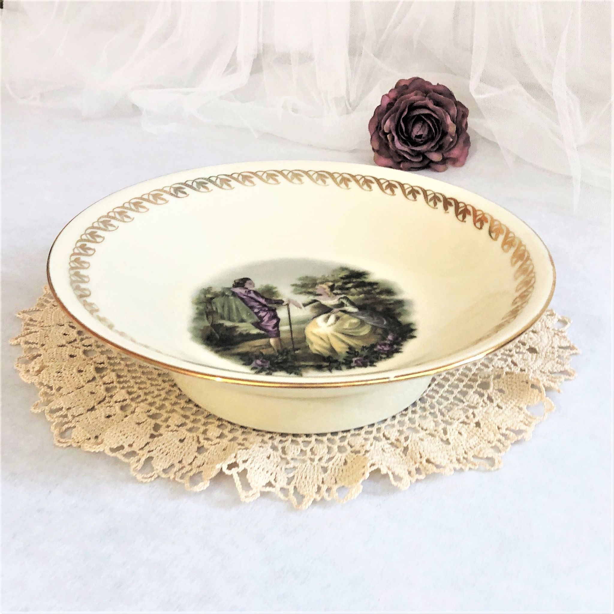 Compotier dish on porcelain piedouche mehun on yevre la gazelle retro