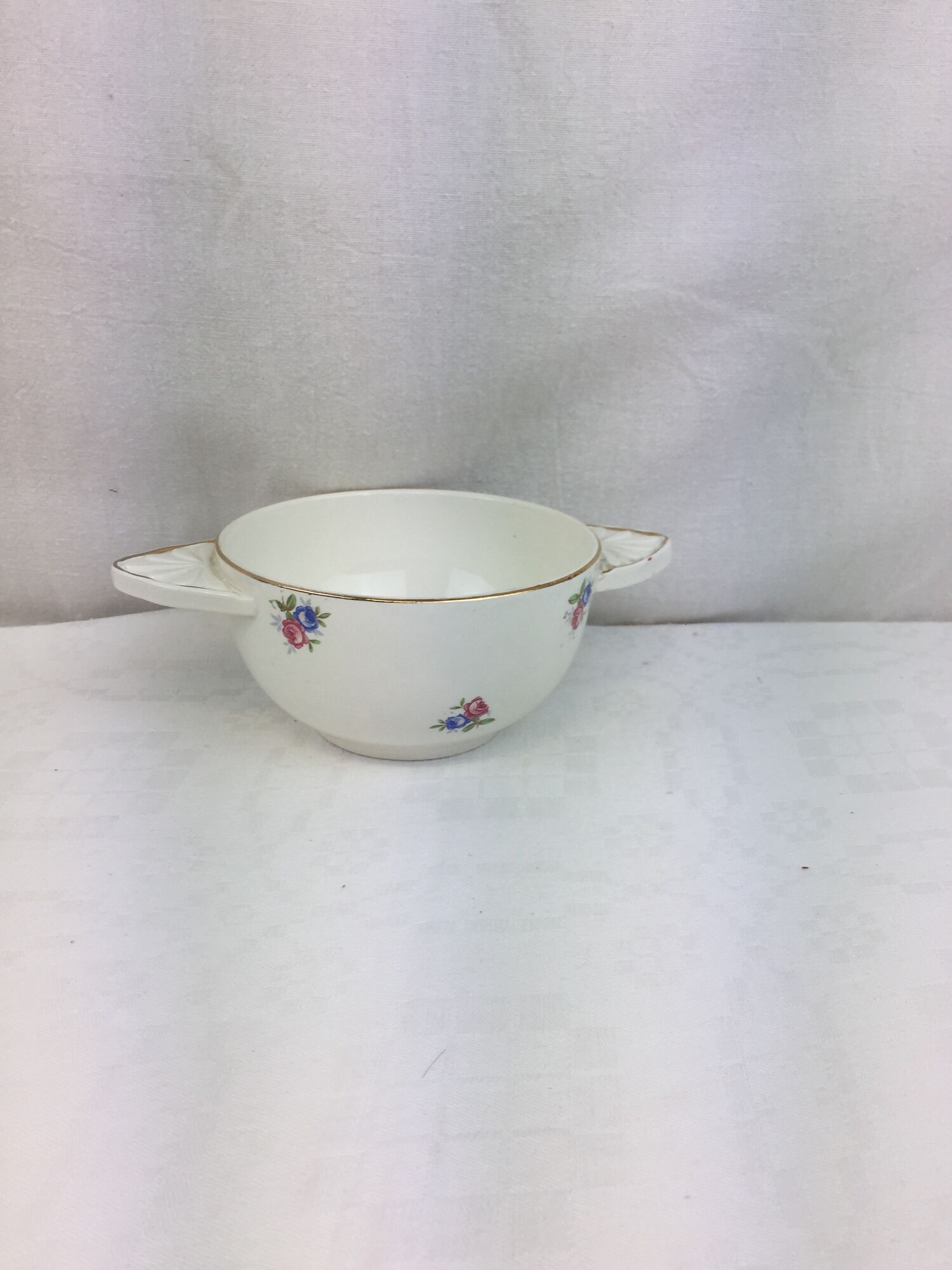 Antique bowl with glazed ceramic ears made in France Digoin Sarreguemines