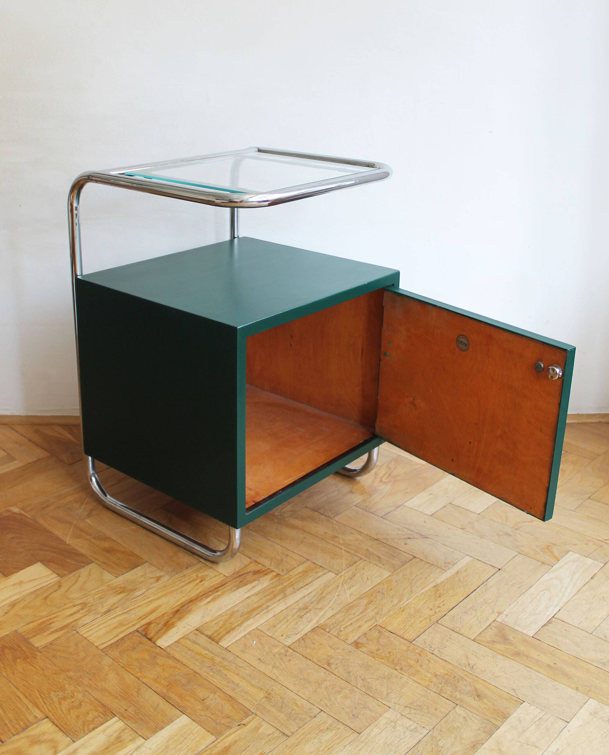 Bauhaus Style Tubular Steel Bedside Cabinet, Czechoslovakia 1940s