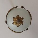 Antique French Louis XVI Style Glass and Bronze Pendant Lamp c. 1900