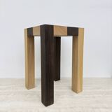 Vintage solid wooden side table chess style , 1970s