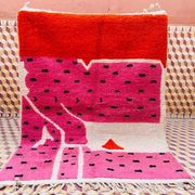 Hand-woven pink Berber rug