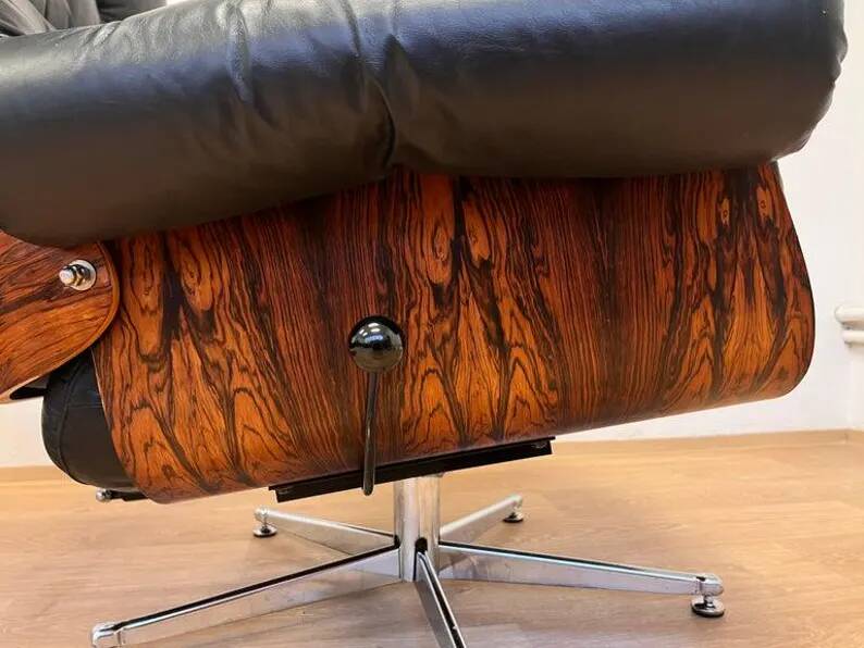 XL Extraordinary design Bent plywood Lounge Chair and Ottoman in rosewood -1960s