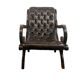 Vintage Chesterfield armchair in dark brown leather / single seat