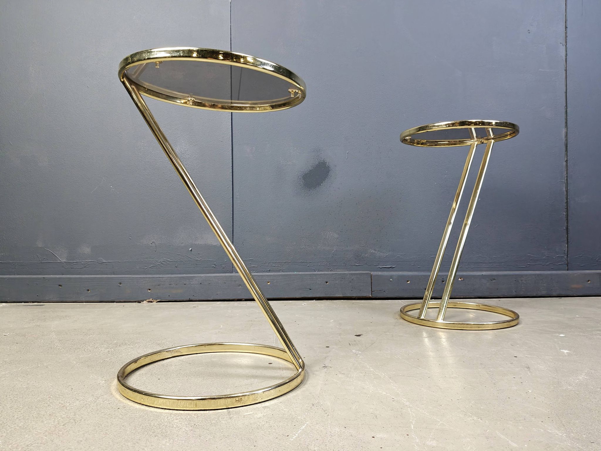 Vintage brass side tables - set of 2, 1970s