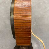 Mid century teak & brass lizana clock, vintage electric table clock