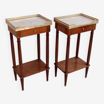 Pair of numbered louis xvi style bedside tables