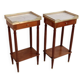 Pair of numbered louis xvi style bedside tables