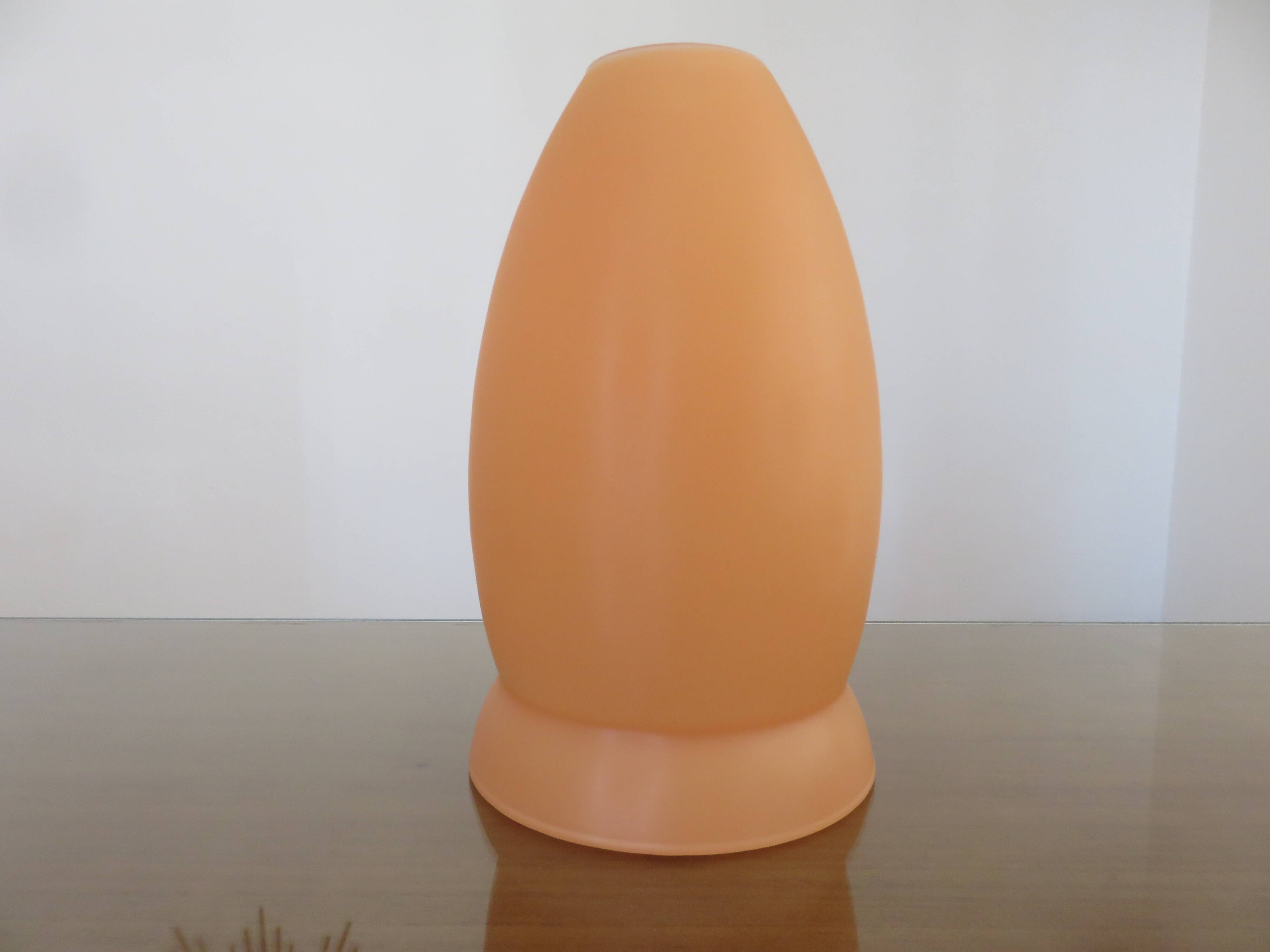 Mushroom lamp in pale orange opaline from the 70s