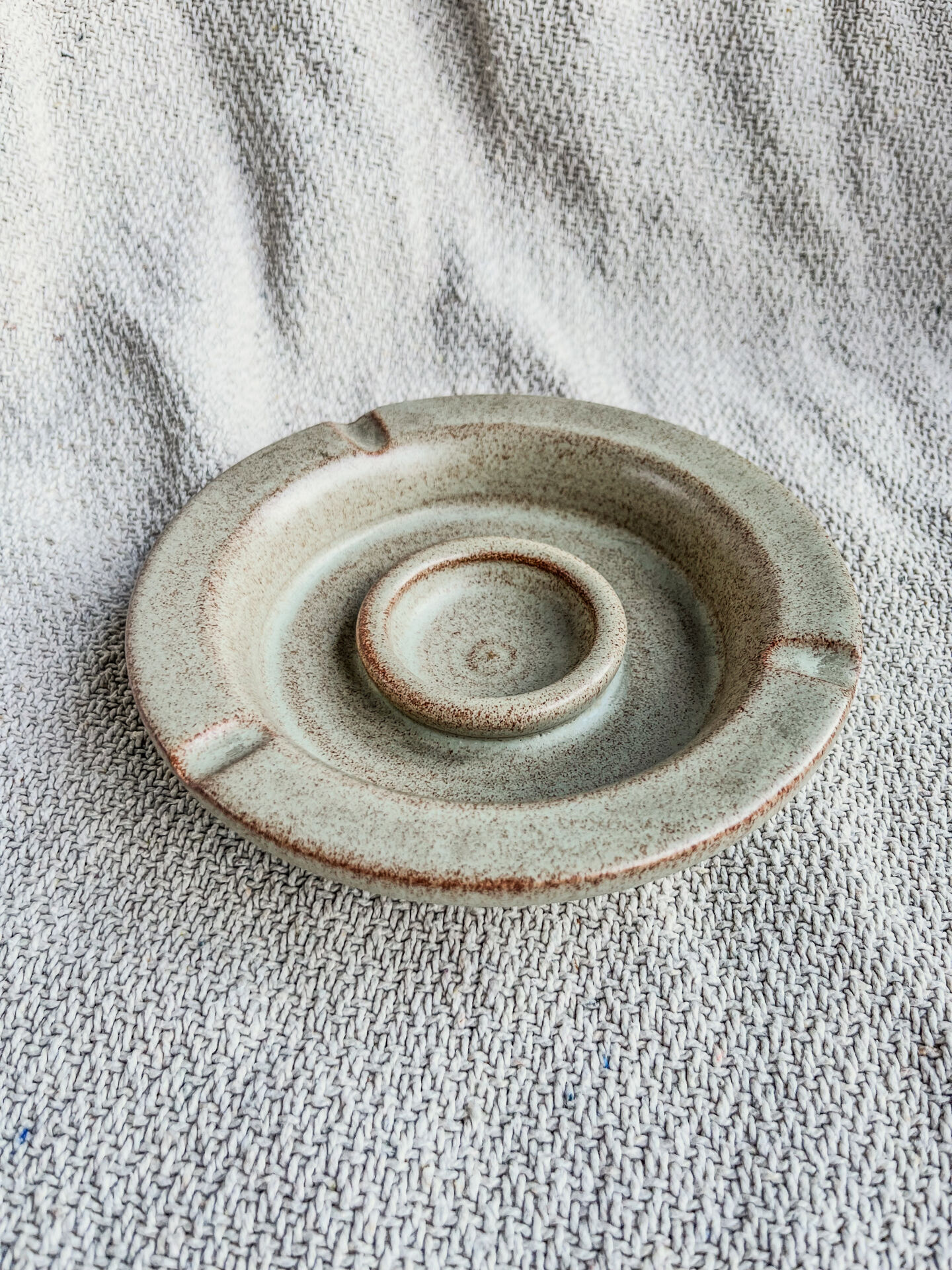 Vintage Speckled Stoneware Ashtray 1970s Design Catchall