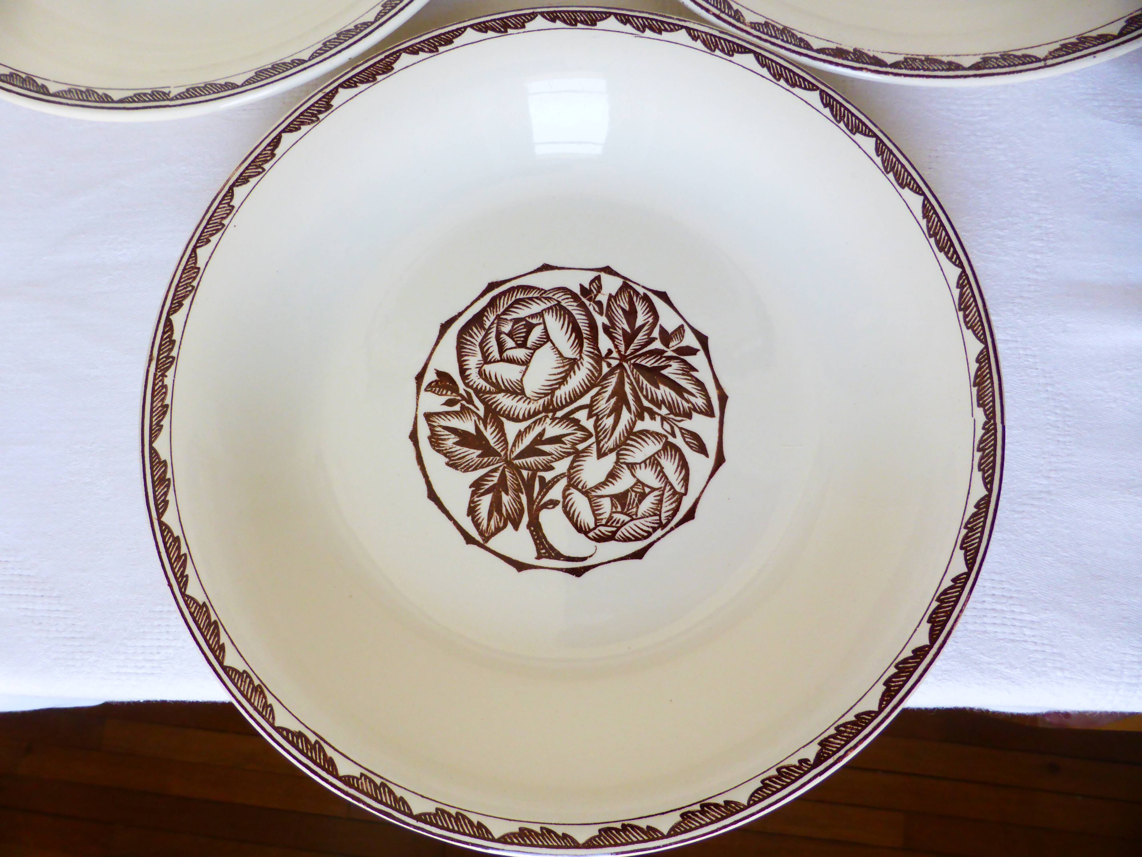 3 Sarreguemines soup plates, Argonne model 210744