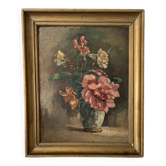 Tableau ancien bouquet de fleurs