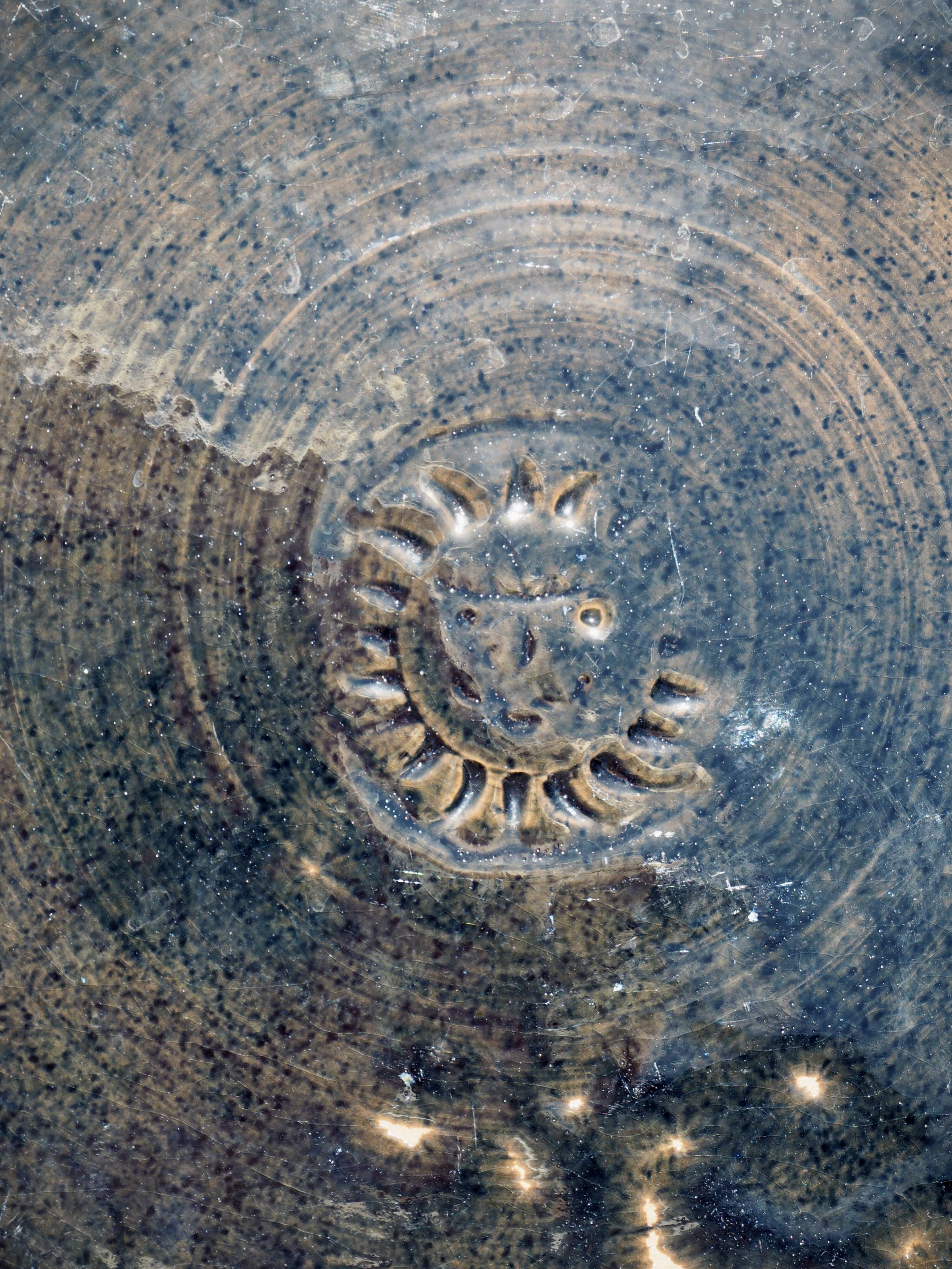 XL dish in blue glazed terracotta