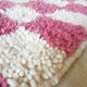 Pink and white Beni Ouarain checkered Berber rug in wool