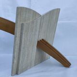 Original Italian glass and travertine marble dining table office desk