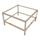Italian 1970'S coffee table in brass and glass with 2 trays