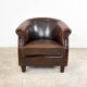 Vintage dark brown sheep leather clubchair rijsbergen