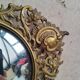 Pair of antique witch mirrors, curved glass, bronze frame