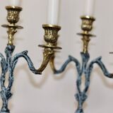 Brutalist Style Pair of Vintage Brass Candleholders