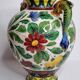 Vase with two handles "dolphins" decorated with flowers, Italy, 30 cm
