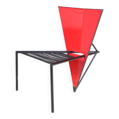 Chaise post-moderne rouge/noir des années 1980 Pays-Bas
