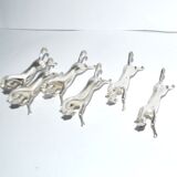 Set of 6 animal-shaped knife rests, modernist horse design in silver-plated metal, equestrian.