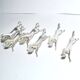 Set of 6 animal-shaped knife rests, modernist horse design in silver-plated metal, equestrian.