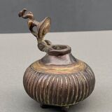 Bronze Inkwell Indian Nineteenth Peacock Bird Decor