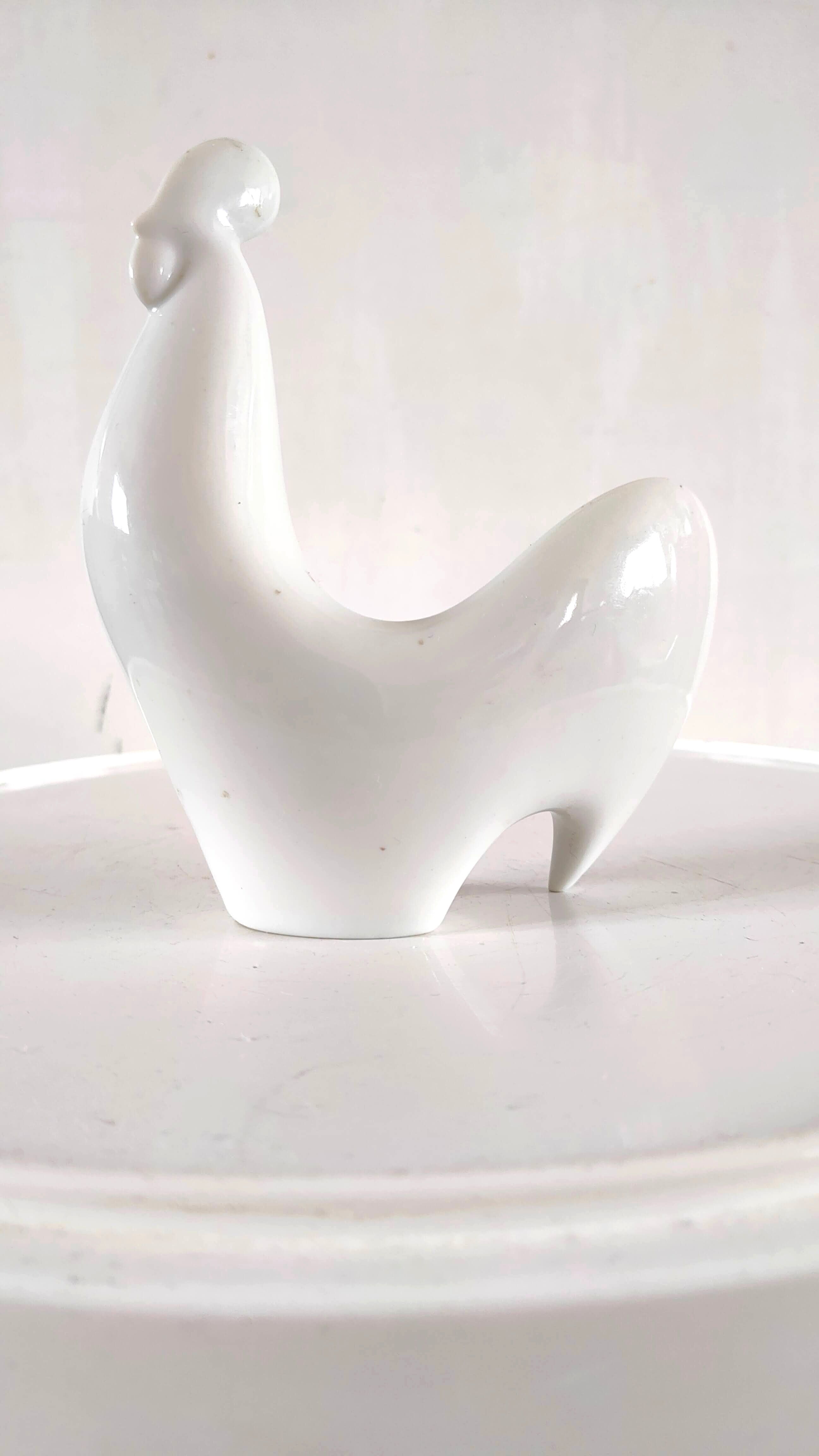 Coq stylisé en céramique design années 70