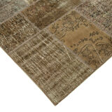 Handmade anatolian vintage 198 cm x 300 cm brown patchwork carpet