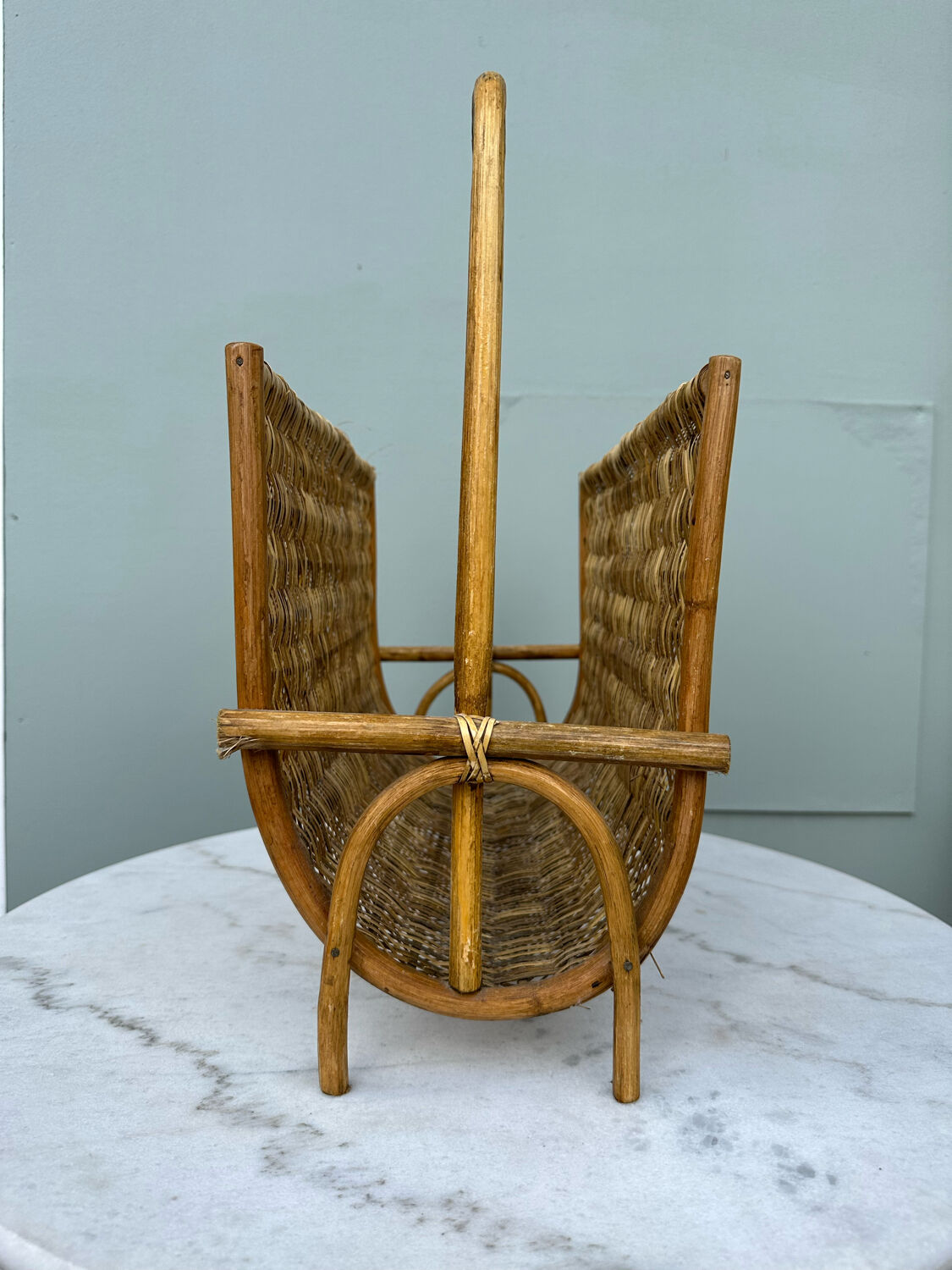 Rattan and woven wicker magazine rack