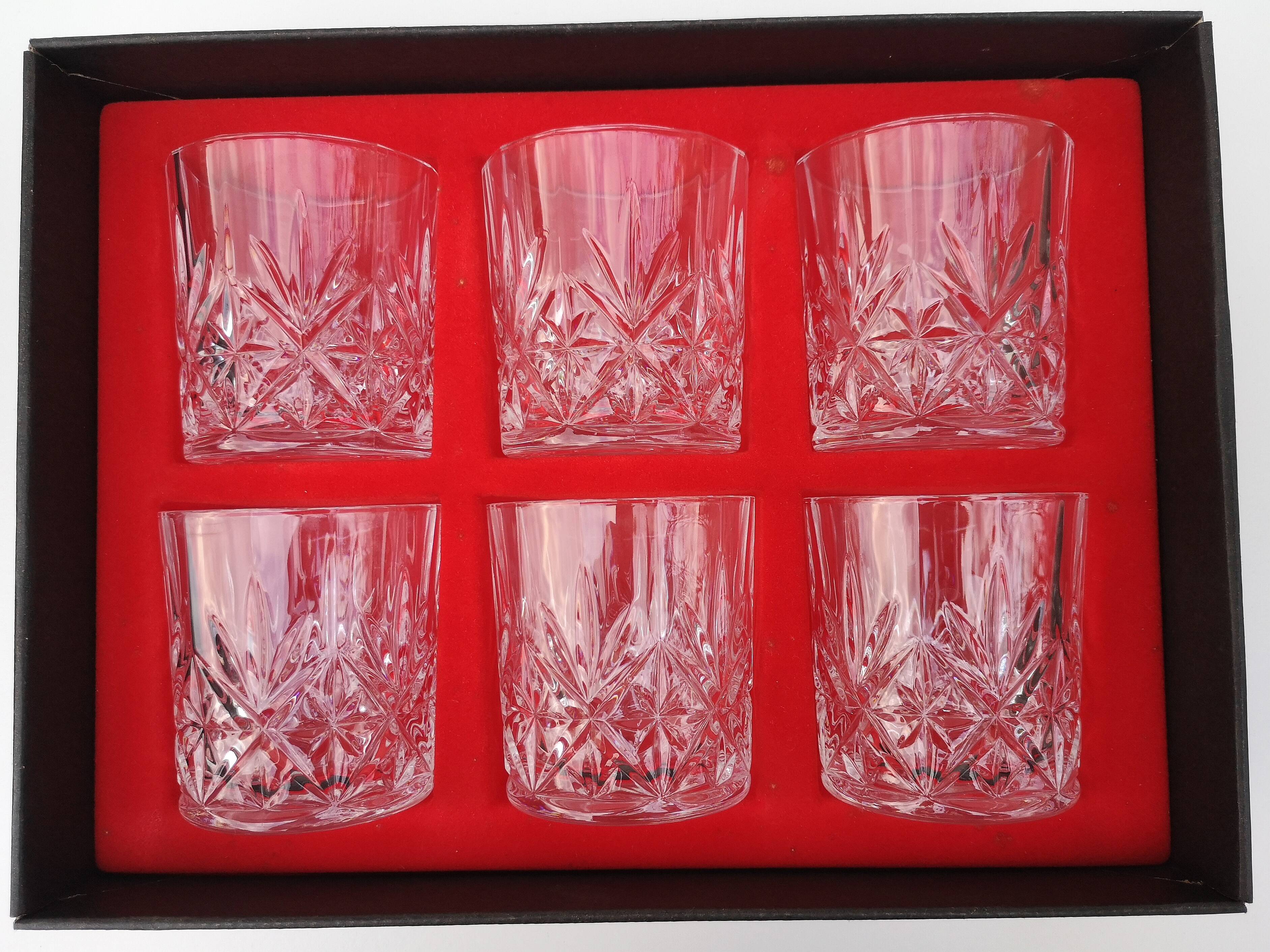 Set of 6 vintage crystal whiskey glasses