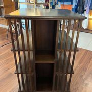 Rotating English library in wood veneer