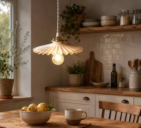Suspension in pleated opaline 1950