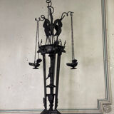 Tripod with herons, oil lamp holder, large object, bronze, Italy 19th century
