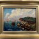 Tableau HST Marine with sailing boats by the seaside early 20th century signed