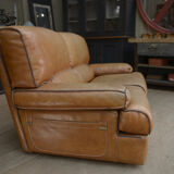 Contemporary brown vintage leather sofa