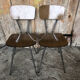 Pair of tublac chairs compass legs chrome metal formica wood vintage #a241