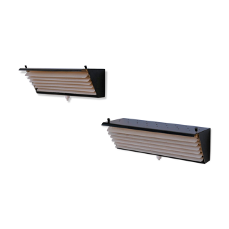 Pair of modernist metal wall light model 212, by Jacques Biny for Luminalite