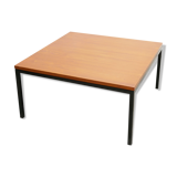 Vintage square modernist coffee table in teak and metal