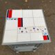 Henri II bedside table in solid grey wood and marble