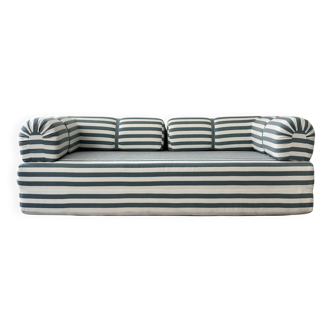 Vintage green and white striped sofa bed