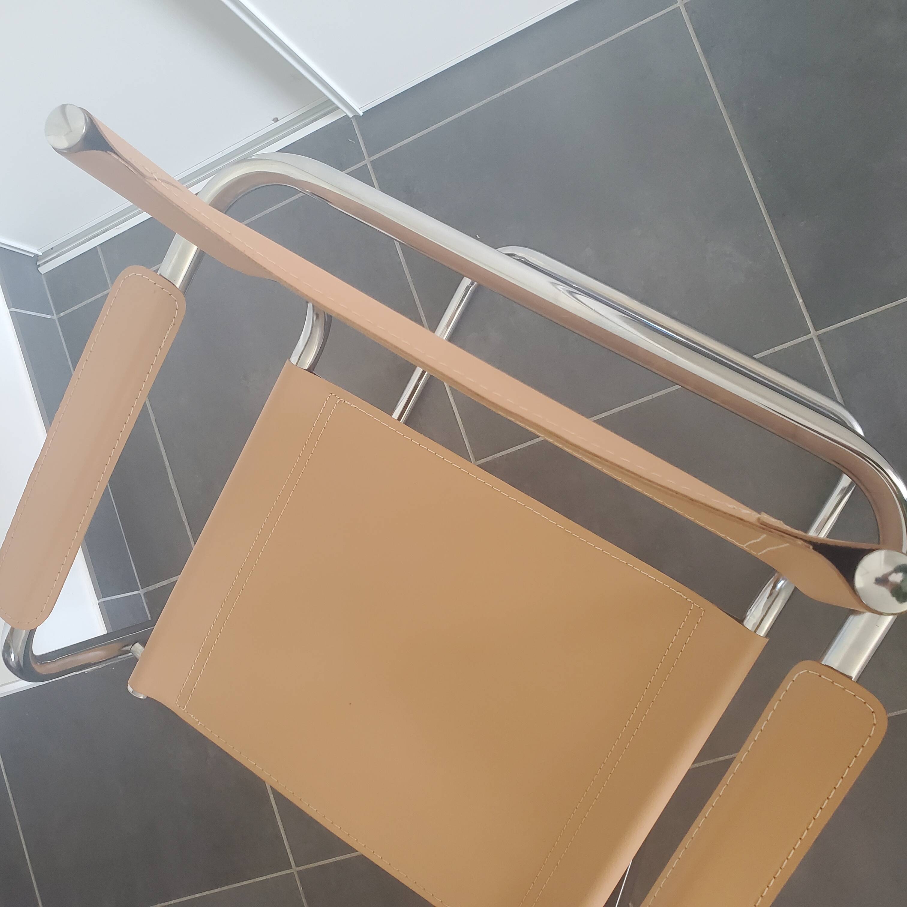 Beige leather armchair