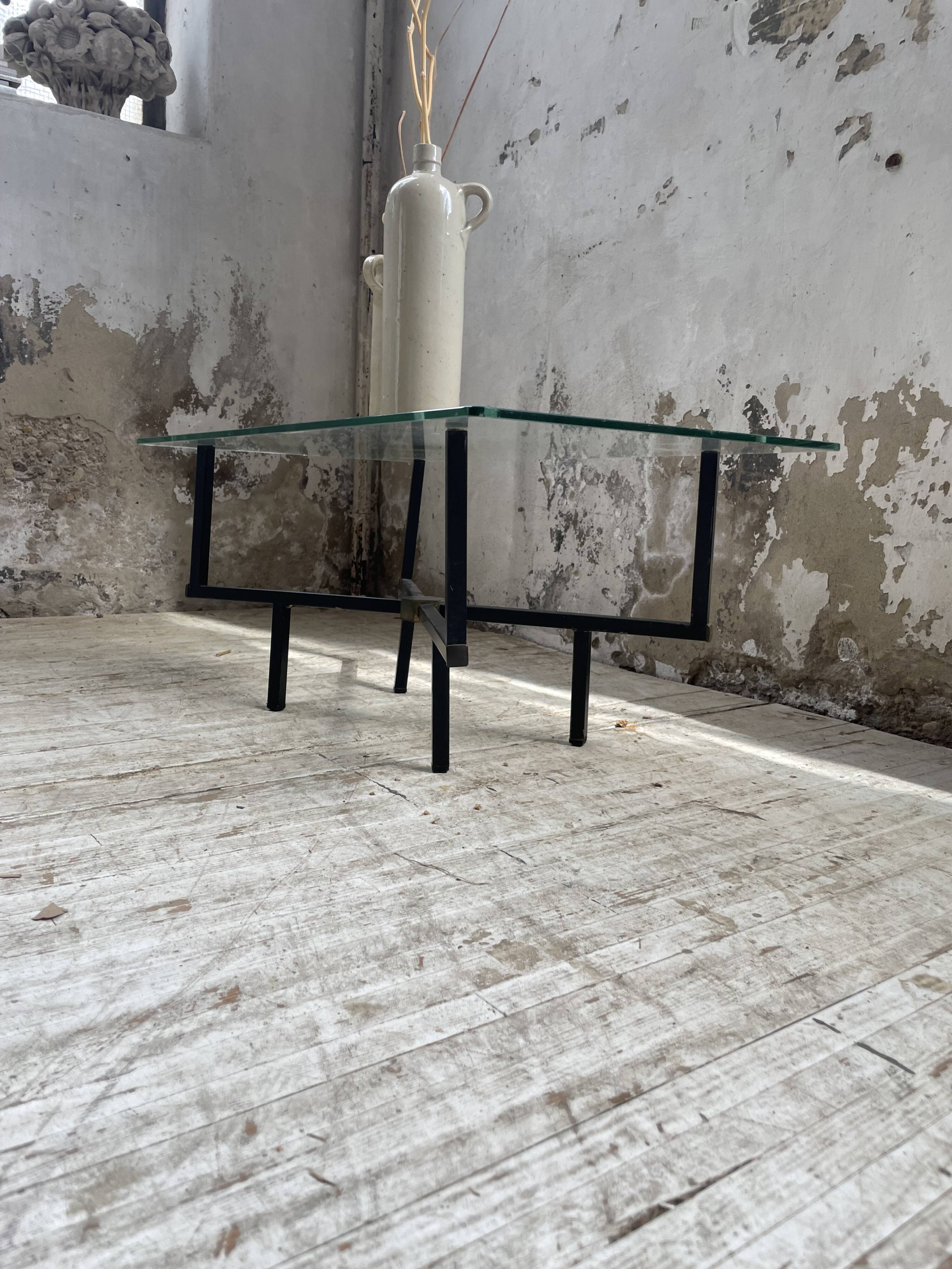 60s glass coffee table