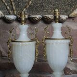 A pair of Neo Classical lacquered alabaster table lamps