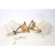 Pair of pine accordion sconces with cotton rope lampshade.