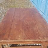 Old industrial workshop coffee table in solid teak