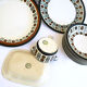 Lot of 2 dishes, 7 hollow plates, ramekin and sausage Boch Belgium, Nut collection
