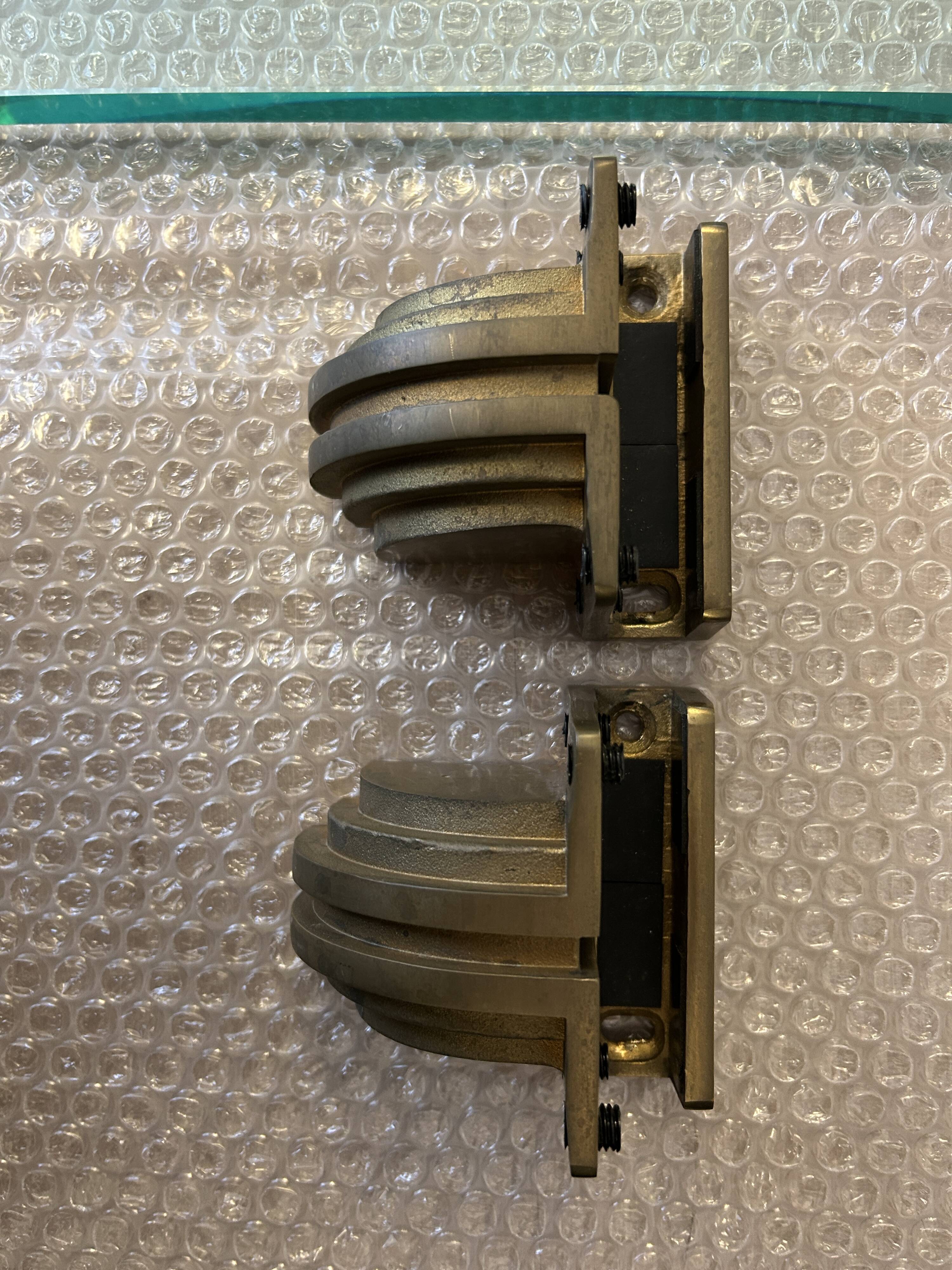 Stunning shelve Glass with Bronze brackets 1970s Peter Ghyczy